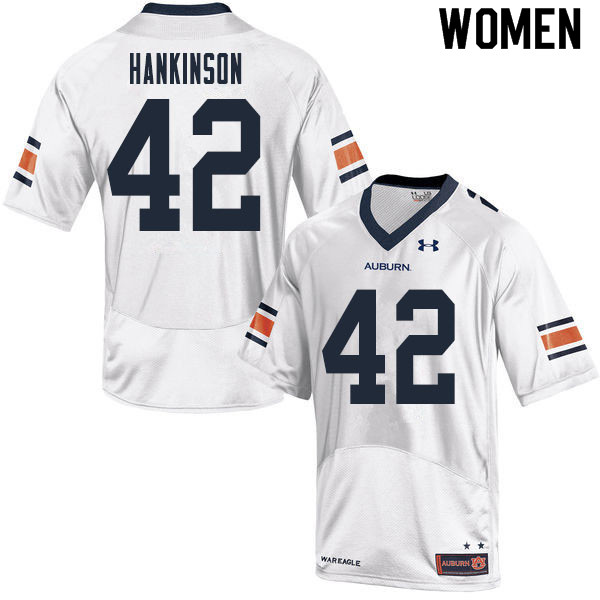 Women's Auburn Tigers #42 Crimmins Hankinson White 2020 College Stitched Football Jersey